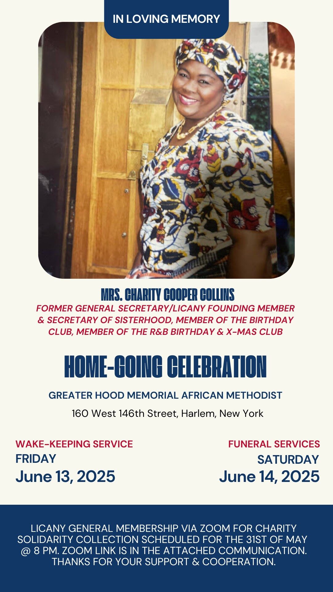 Home-Going Celebration For Mrs. Charity Cooper Collins